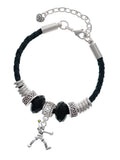 Delight Jewelry Silvertone Medium Softball Pitcher Mom Celtic Knot Leather Bead Bracelet, 7+2 Extender