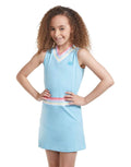 Street Tennis Club Girl Tennis Outfit ¨C Sleeveless V Neck Tennis Dress with Shorts Blue/L