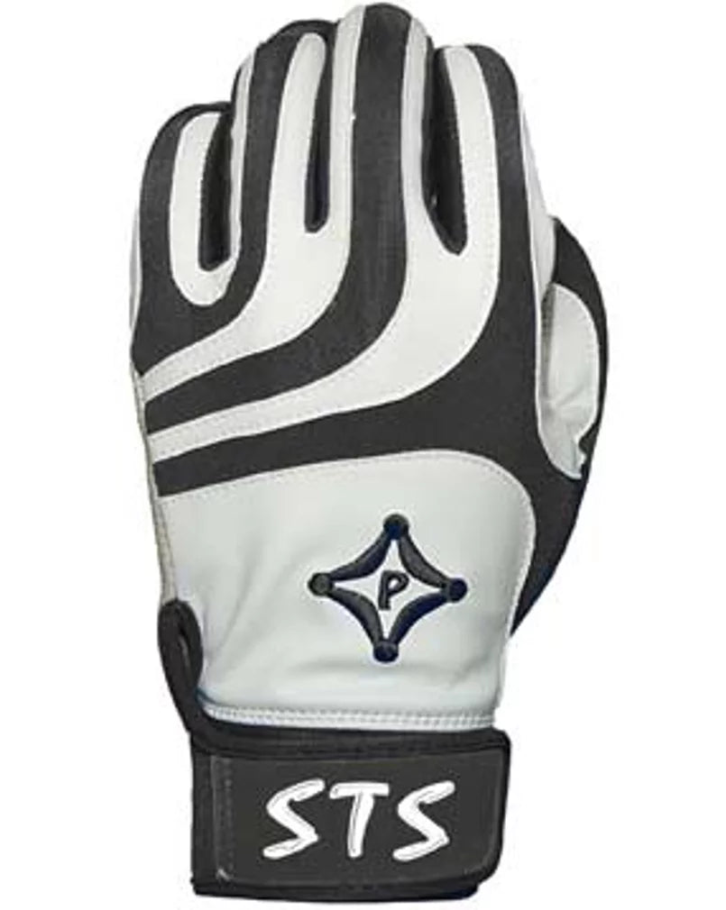 Palmgard STS Batting Gloves White and Black For Baseball and Softball - Adult - LG