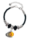 Delight Jewelry Silvertone Extra Large Softball and Glove Daughter Celtic Knot Leather Bead Bracelet, 7+2 Extender