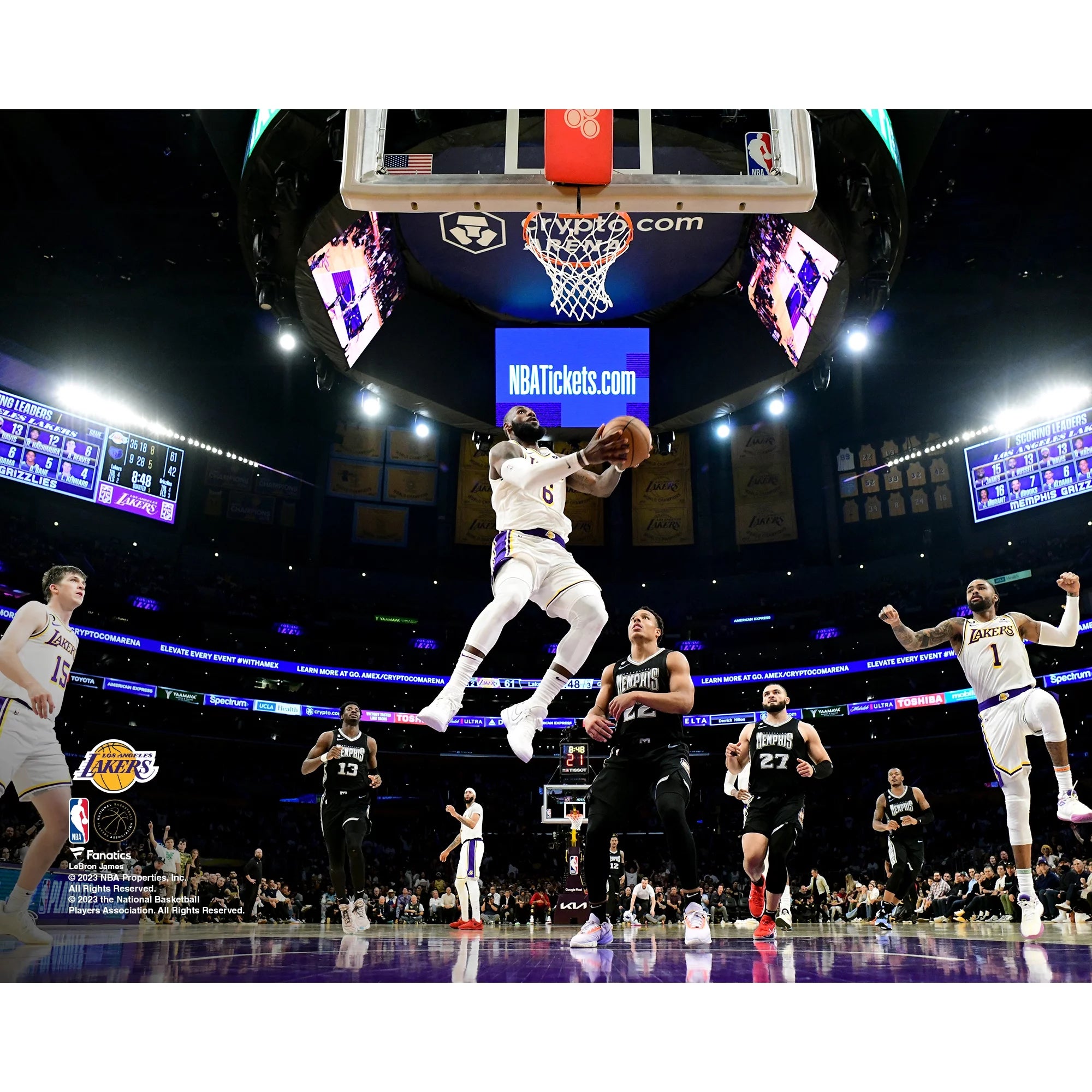LeBron James Los Angeles Lakers Unsigned Reverse Layup vs. Grizzlies in Game 4 of the 2023 NBA Playoffs Photograph