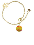 Delight Jewelry Silvertone Large Optic Yellow Softball Gold-tone Rose Link Chain Bracelet, 6.25+1.75 Extender