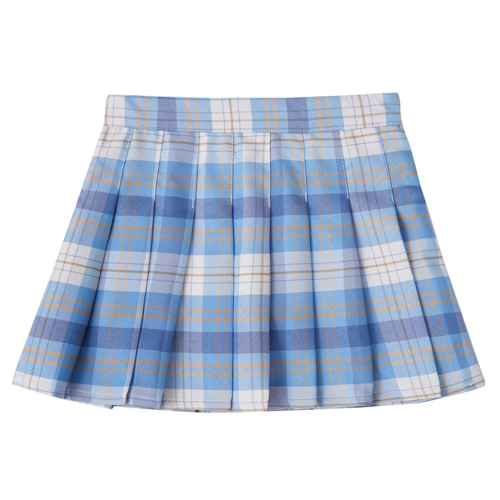 iiniim Kids Girls Elastic Plaid Pleated Skirt Tennis Skort with Lining Shorts School Uniform 5-14Y Blue 5-6