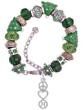 Peace - Heart - Softball Green Christmas Bead Bracelet