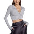 PMUYBHF Long Sleeve T Shirt Button Down Shirt French Lapel Crop Top Short Women's Clothing Xl Going Out Tops Women Long Sleeve Sweatshirt Women