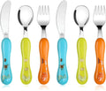Lehoo Castle Toddler Utensils Kids Silverware, Children Flatware Set, 6pcs Safety Stainless Steel Toddler Fork Spoon Knife Set, Safety Utensils for Toddler and Children (Orange)
