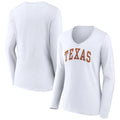 Women's Fanatics Branded White Texas Longhorns Basic Arch Long Sleeve V-Neck T-Shirt