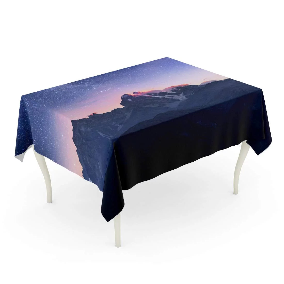 KDAGR Fantastic Starry Sky Autumn Landscape and Snow Capped Peaks Tablecloth Table Desk Cover Home Party Decor 60x104 inch