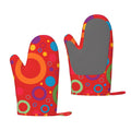 ZNDUO Kitchen Oven Gloves, Durable Heat Resistant Oven Gloves with Quilted Liner Non-Slip Textured Grip Perfect for BBQ, Baking, Cooking and Grilling, Colorful Circle Pattern