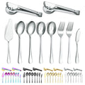 Serving Utensils,10 Pcs Stainless Steel Serving Utensil with Serving Spoon,Slotted Spoons,Serving Forks,Soup Ladle,Serving Tongs,Pie Server,Butter Knife Serving Utensils Set for Parties,Buffet¡­