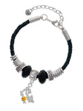 Delight Jewelry Silvertone Hit the Sweet Spot with Yellow Softball Lil Sister Celtic Knot Leather Bead Bracelet, 7+2 Extender