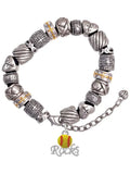 Silvertone Enamel Softball ''Rocks'' Silver Tone Christian Bead Bracelet