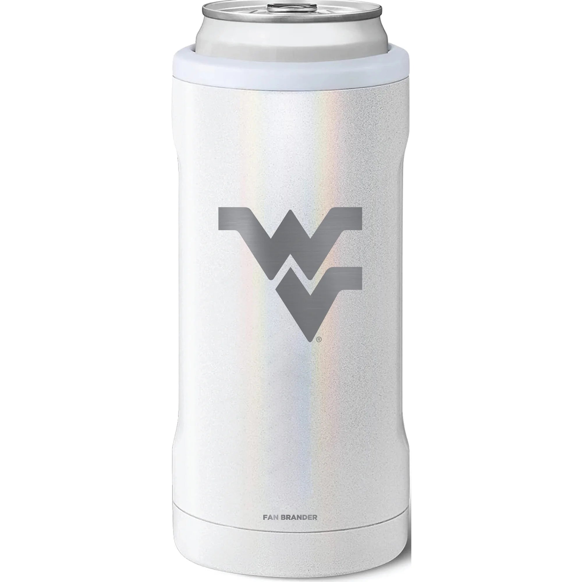 BruMate West Virginia Mountaineers 12oz. Primary Mark Glitter Slim Can Cooler