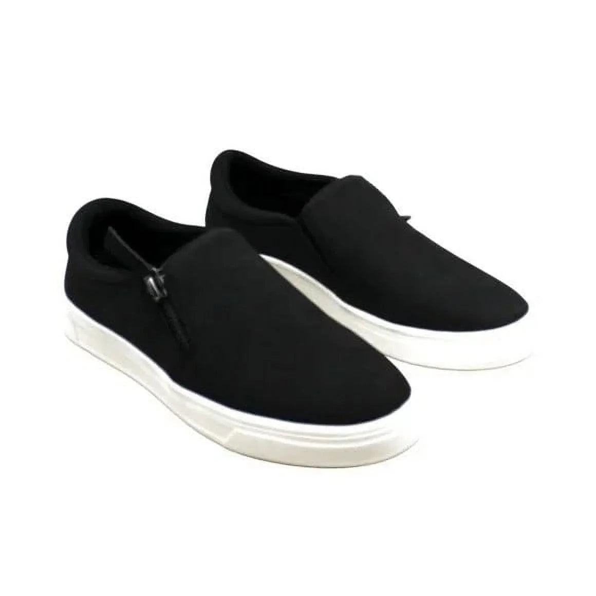 Kensie Ladies' Size 6 Faux Suede Slip on Side Zip Sneaker, Black NEW Ships Without Box
