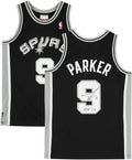 Tony Parker San Antonio Spurs Autographed Mitchell and Ness Black 2001-02 Swingman Jersey with HOF 23 Inscription - Fanatics Authentic Certified