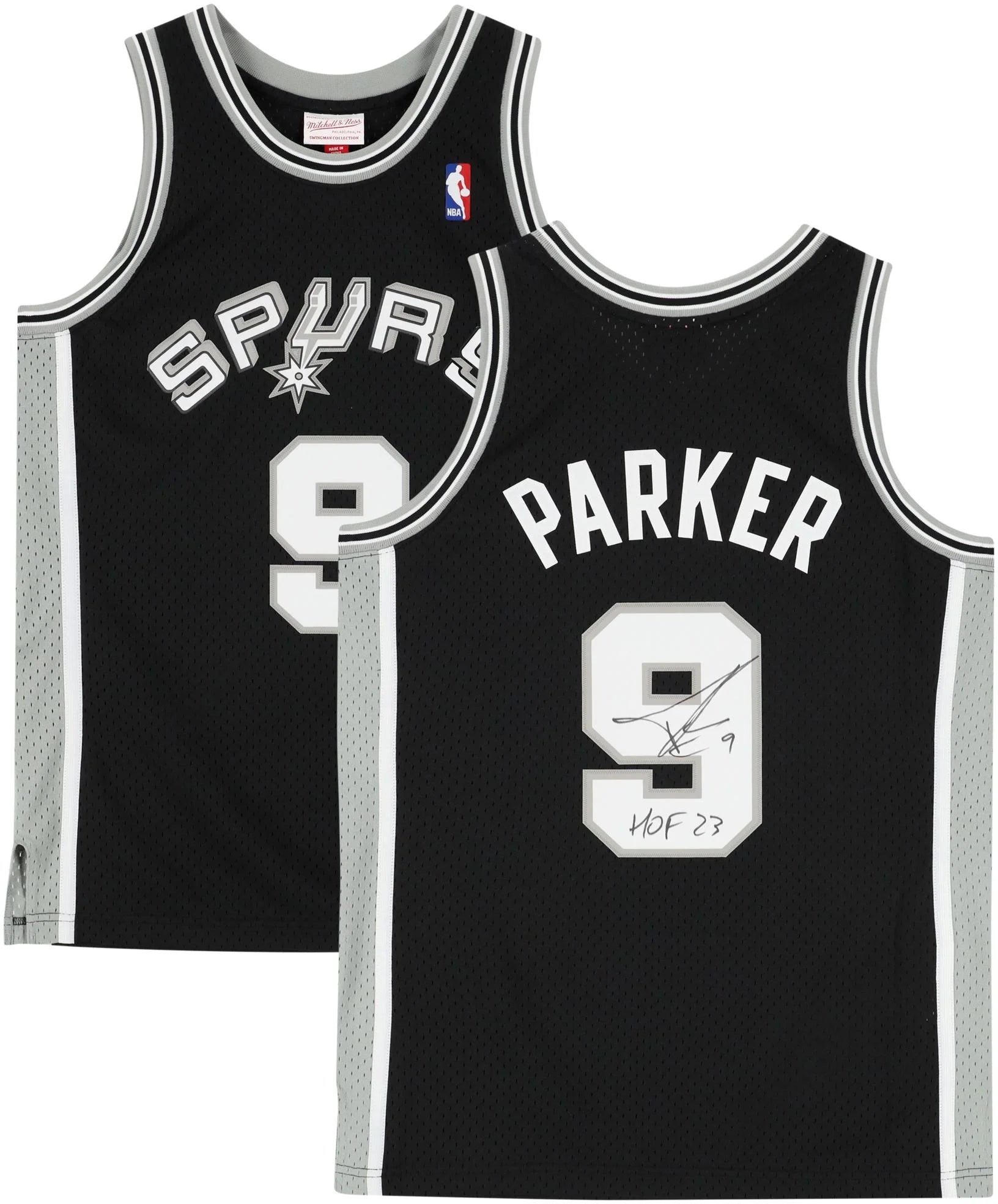 Tony Parker San Antonio Spurs Autographed Mitchell and Ness Black 2001-02 Swingman Jersey with HOF 23 Inscription - Fanatics Authentic Certified