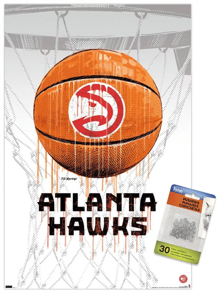 NBA Atlanta Hawks - Drip Basketball 21 Wall Poster with Pushpins, 14.725 x 22.375