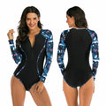 Women's Rashguard Long Sleeve UV Protection 1-Piece Surfing Swimsuit Swimwear Bathing Suits -L