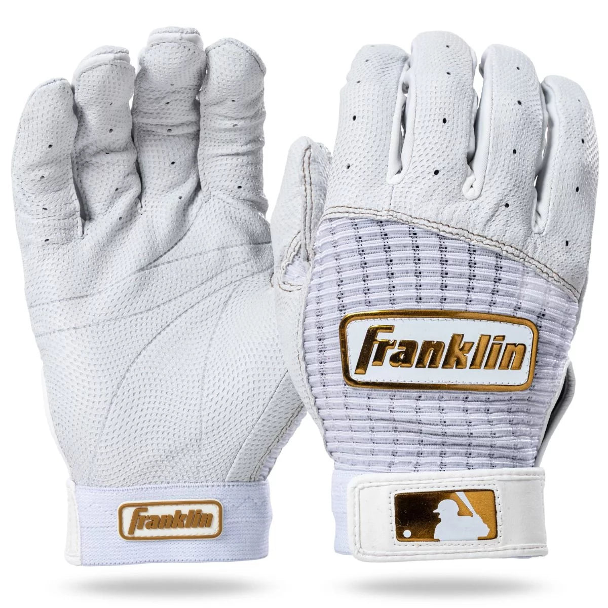 Franklin Pro Classic Baseball Adult Batting Glove Size Large White/Gold