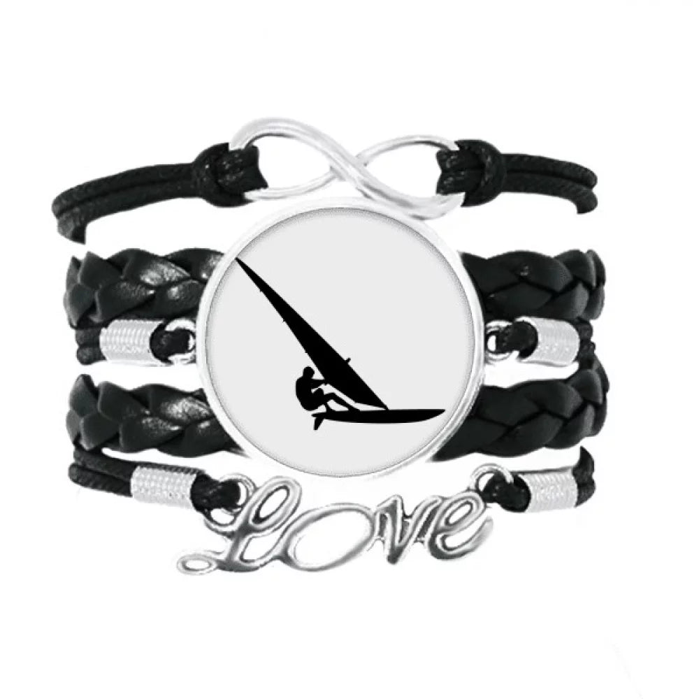 Sports Surfing Sailboat Player Bracelet Love Accessory Twisted Leather Knitting Rope Wristband