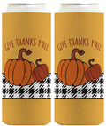 ThisWear Fall Decorations for Home Give Thanks Y'All Fall Theme 2-Pack Ultra Slim Can Coolies White
