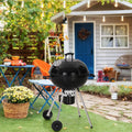 Kitchen Academy 22 Kettle Enamel Charcoal Patio Grill with Built-in Thermometer