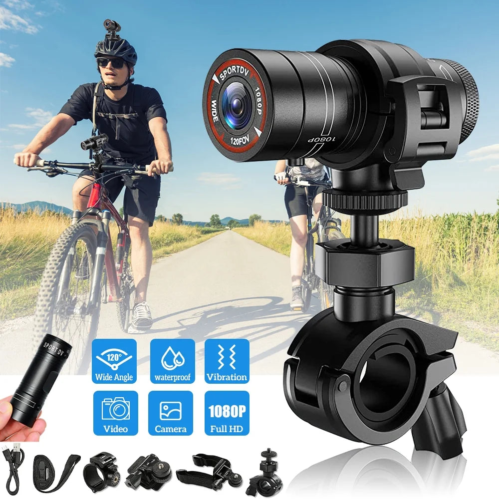 Action Camera, MDHAND Portable Mini Waterproof Outdoor Cycling Sports High Clarity Camera Flashlight Video Recorder