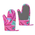 ZNDUO Kitchen Oven Gloves, Durable Heat Resistant Oven Gloves with Quilted Liner Non-Slip Textured Grip Perfect for BBQ, Baking, Cooking and Grilling, Magenta Tropical Botanical Print