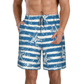 Kll Ocean On Striped Men'S Casual Summer Beach Shorts Hawaiian Shorts With Pockets-Small