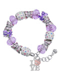 Delight Jewelry Love with Pink Softball Purple Butterfly Bead Charm Bracelet, 7+1 Extender
