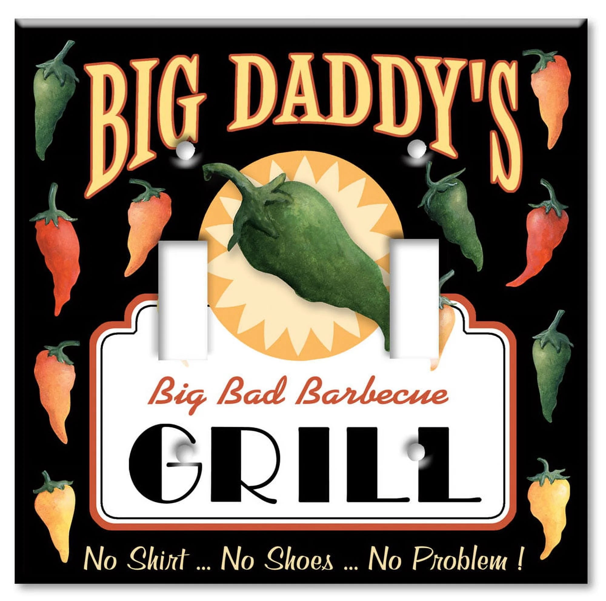 Art Plates brand - Double Gang Toggle Wall Plate - Big Daddy's Grill