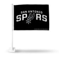Rico Industries Basketball San Antonio Spurs Black Double Sided Car Flag -  16 x 19 - Strong Pole that Hooks Onto Car/Truck/Automobile