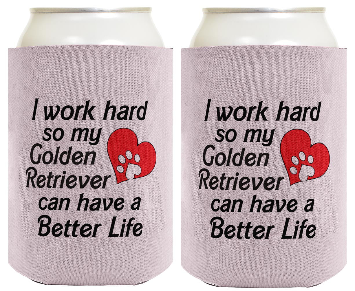 ThisWear Dog Themed Gifts for Women I Work Hard So My Golden Retriever Can Have A Better Life Heart 2-Pack Can Coolies Drink Coolers Heart