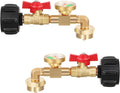 2 Pack Propane Refill Adapter, QCC1 Propane Refill Elbow Adapter with Gauge and ON/Off Control Valve, Fill 1 lb Bottles from 20 lb Tank for Camping Grill, Easy to Use, Solid Brass