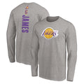 Men's Fanatics Branded LeBron James Heathered Gray Los Angeles Lakers #6 Playmaker Name & Number Long Sleeve T-Shirt