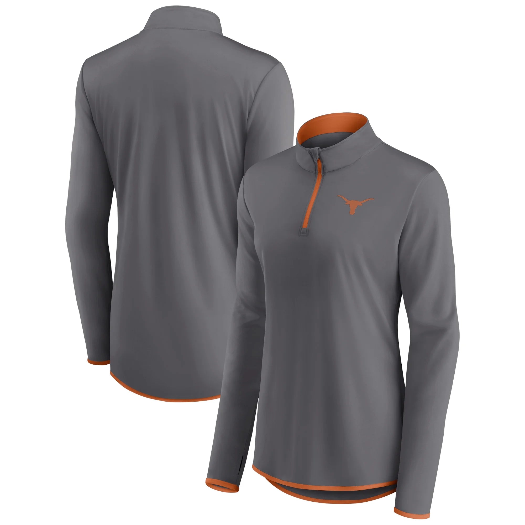 Women's Fanatics Branded  Gray Texas Longhorns Corner Quarter-Zip Top