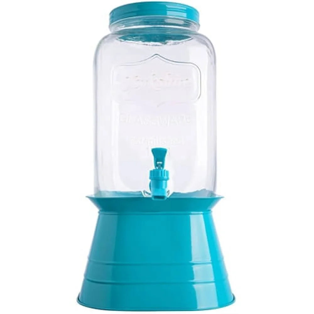 Gibson Home 13095102RR Chiara 2 GL - Glass Lid & Metal Base - Blue - Dispenser