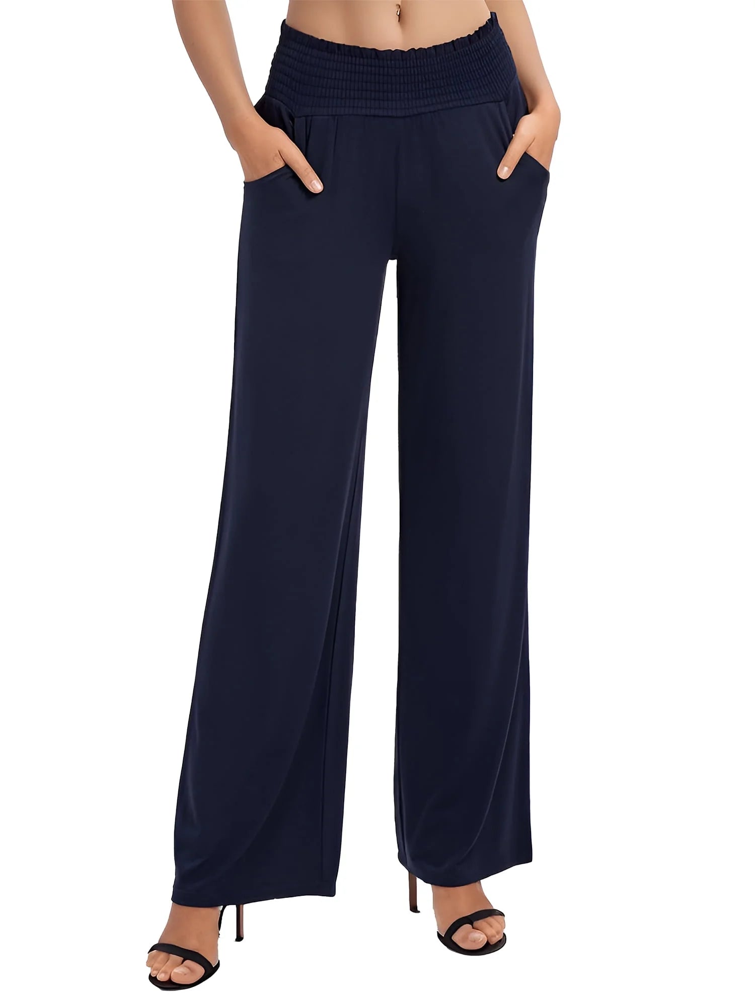 EASTHER Women's Pants Wide Leg Lounge Casual Straight Leg Pants for Women High Waist Stretch Loose Yoga Pants