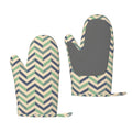 ZNDUO Kitchen Oven Gloves, Durable Heat Resistant Oven Gloves with Quilted Liner Non-Slip Textured Grip Perfect for BBQ, Baking, Cooking and Grilling, Blue Green Zigzag