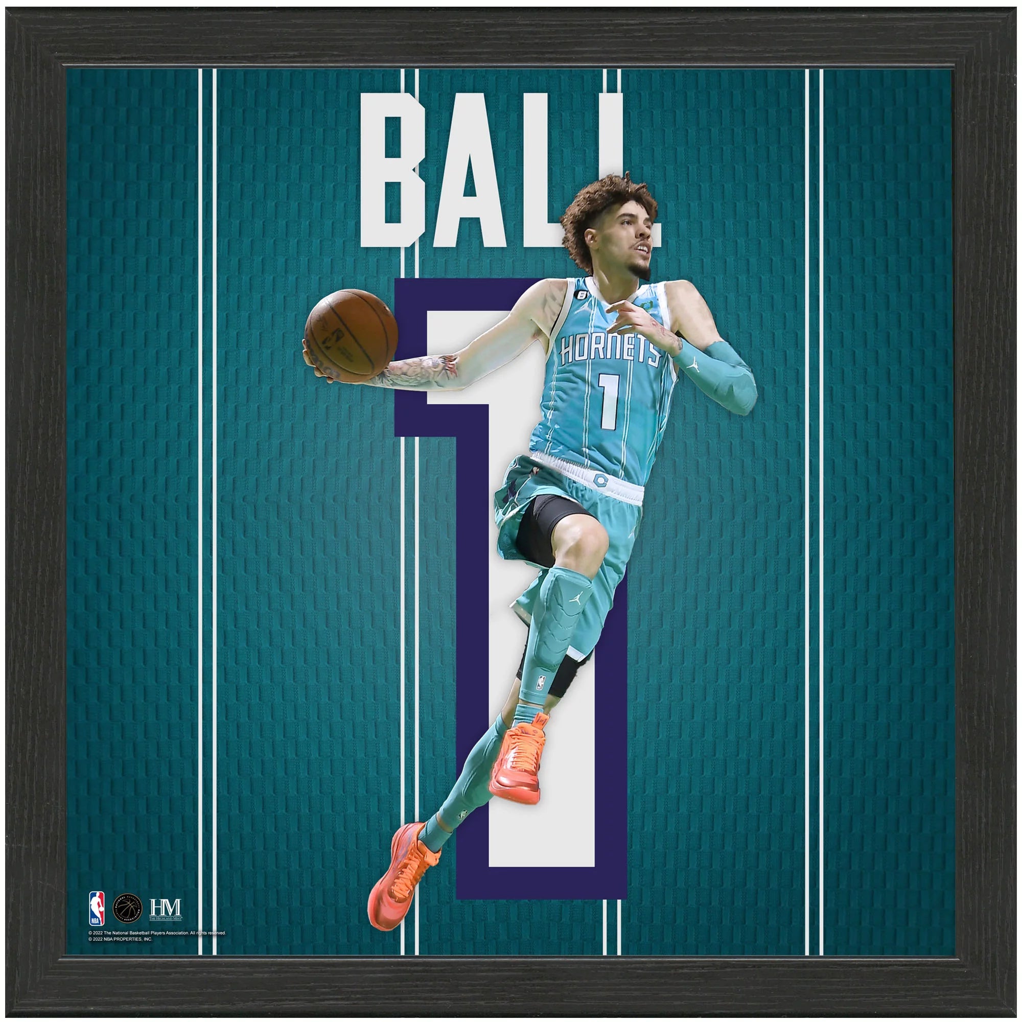 Highland Mint LaMelo Ball Charlotte Hornets NBA Player 13 x 13 Impact Jersey Framed Print