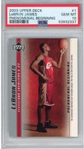Graded 2003-04 Upper Deck UD LeBron James #1 Phenomenal Beginning Rookie RC Basketball Card PSA 10 Gem Mint