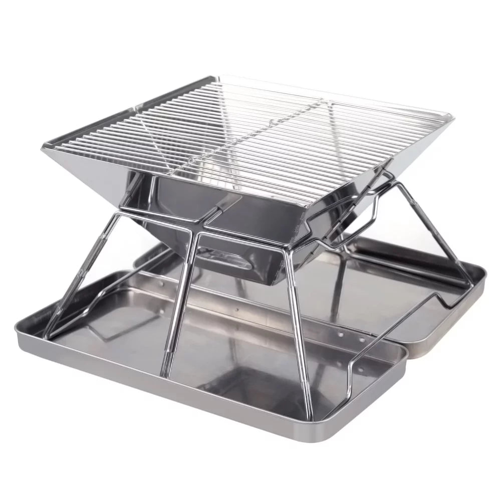 ammoon Stainless Steel Folding Charcoal Grill Perfect for Camping and Backpacking