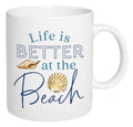 Better At The Beach Nautical White 15 ounce Porcelain Ceramic Coffee Mug