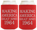 60th Birthday Gifts for All Making America Great Since 1964 2-pack Can Coolie Drink Coolers Coolies Red