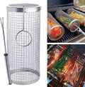 [2 PCS] 2023 New Rolling Grill Baskets for Outdoor Grill BBQ Grill Basket - Grilling Accessories for Outdoor Grill Stainless Steel Grill Baskets for Fish, Shrimp, Meat, Vegetables, French Fries