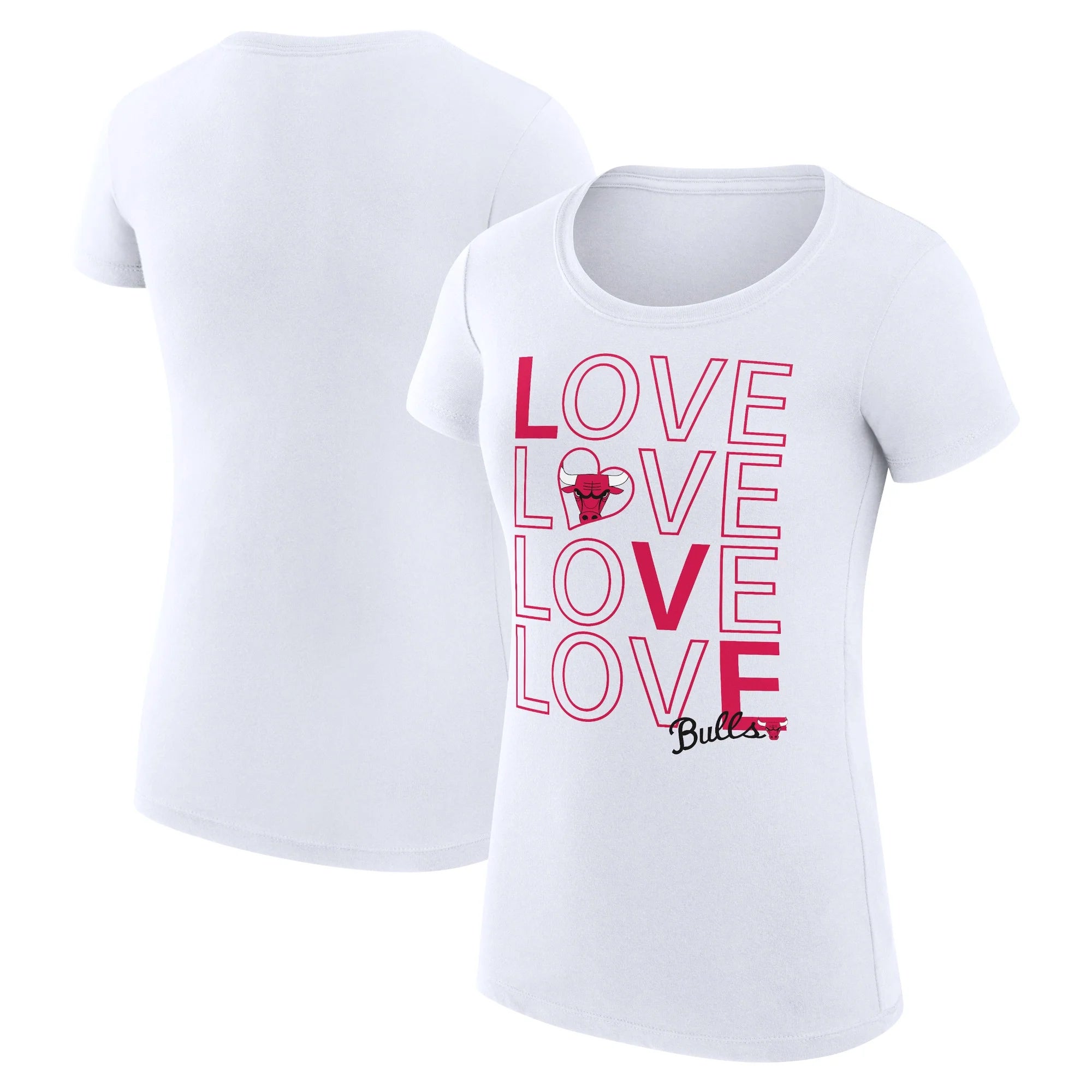 Women's G-III 4Her by Carl Banks White Chicago Bulls Basketball Love Fitted T-Shirt