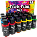24 Fabric Paint Set for Clothes Upholstery Shoe Sneaker Denim Permanent Medium Textile Paints
