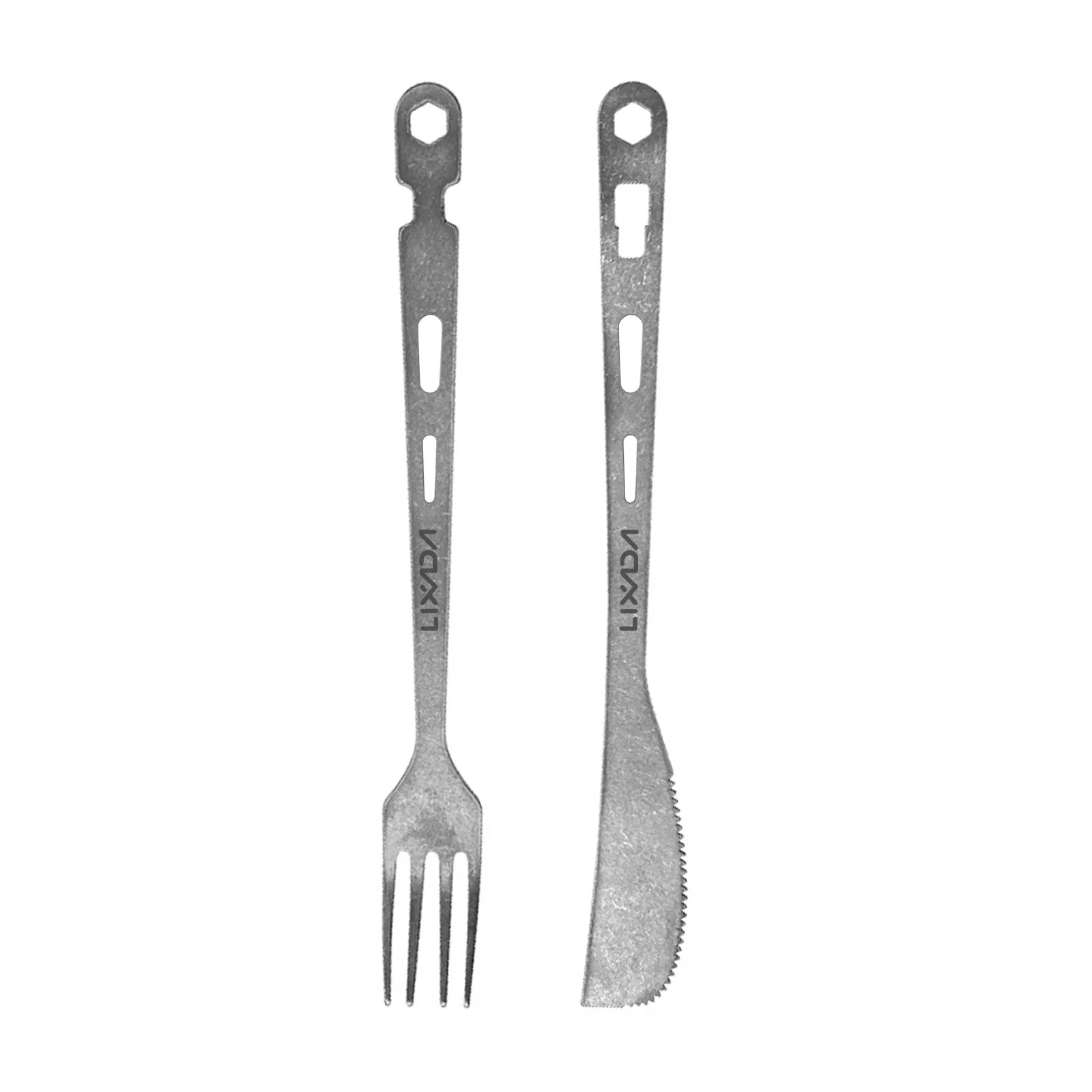 Aibecy Clip Camping Cutlery Set Lightweight Pure Multi-tool Knife/Fork Detachable Design for Barbecue