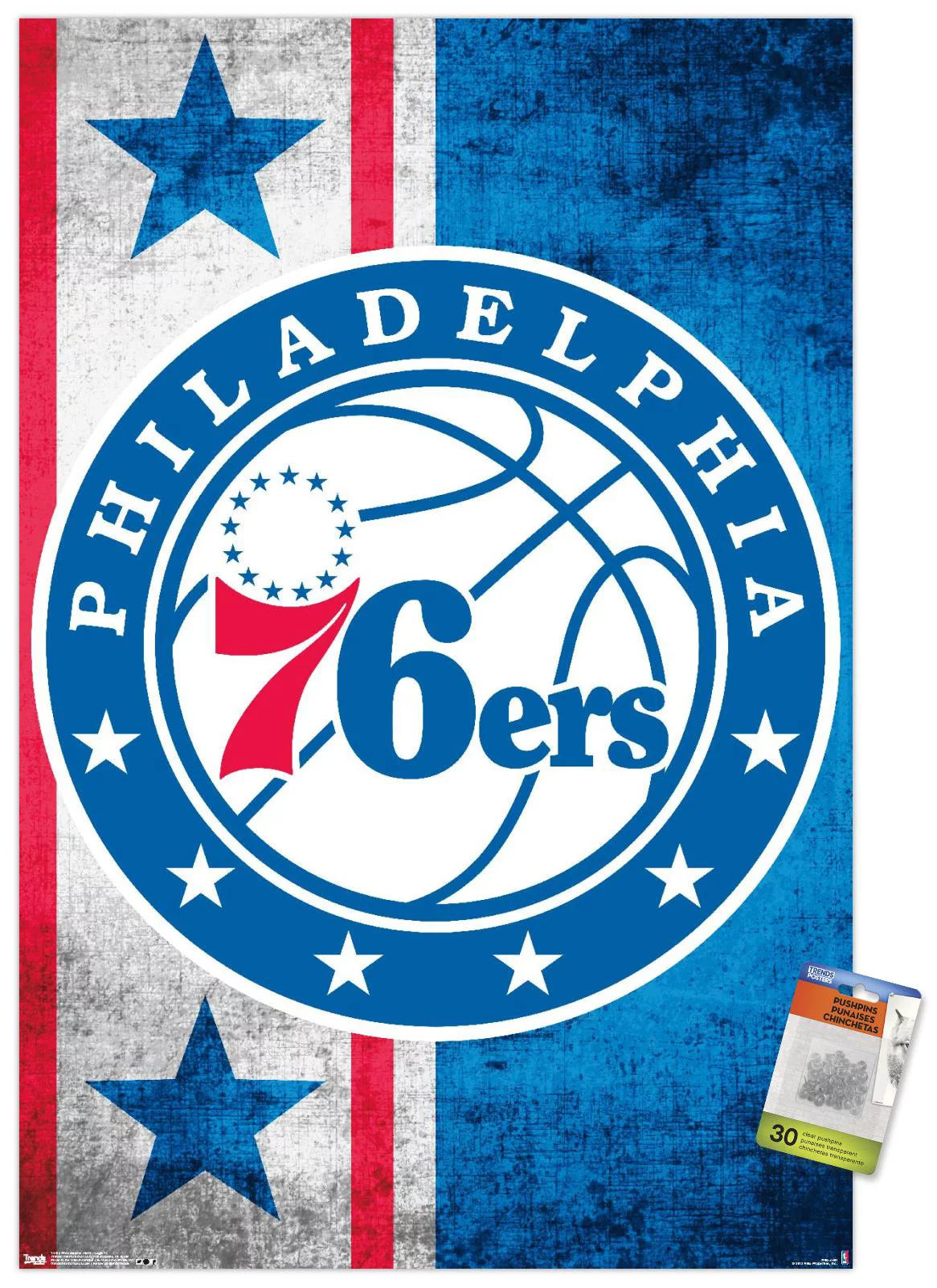 NBA Philadelphia 76ers - Logo 15 Wall Poster with Push Pins, 22.375 x 34