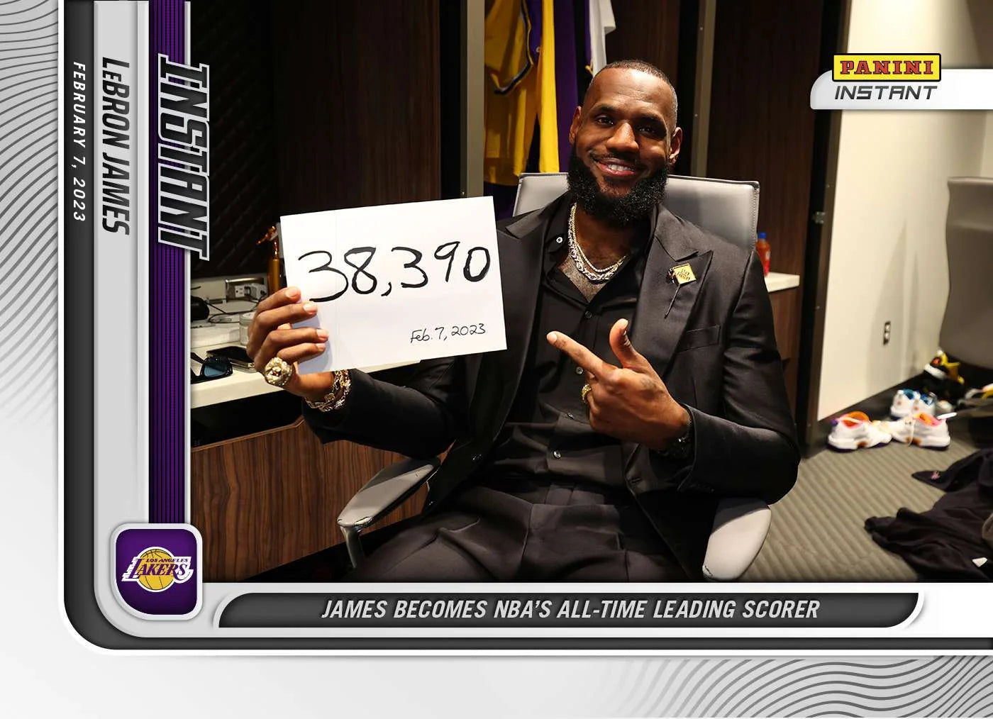 2022-23 Instant Basketball LeBron James Trading Card (Becomes NBA's All-Time Leading Scorer with 38,390 Points, Feb. 7th 2023)